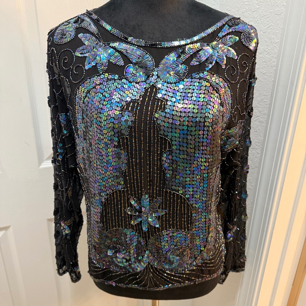 Vintage 80’s Metamorphosis 100% Silk Top – Size M‎ – Made in India
